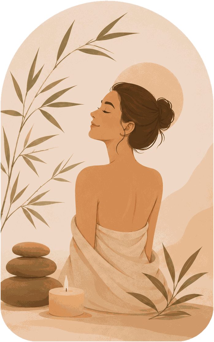Иллюстрация: расслабляющий SPA-сеанс — спокойствие и забота о теле